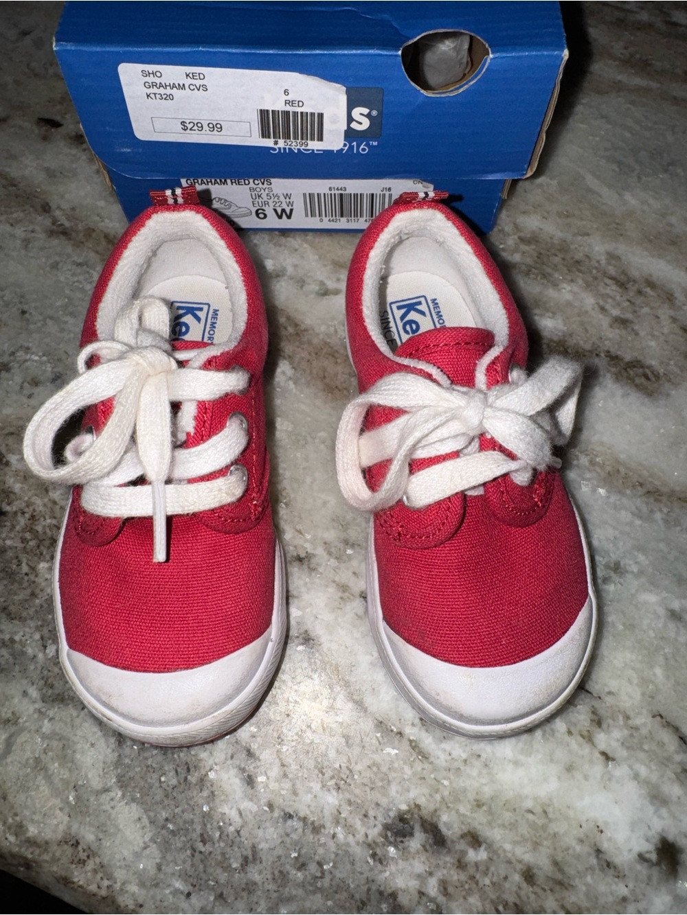 Keds Kids Red Canvas Lace-Up Sneaker Shoes